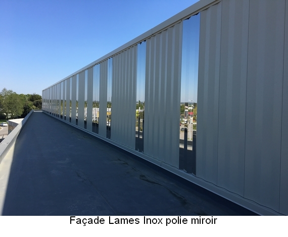 Façade Lames Inox polie miroir